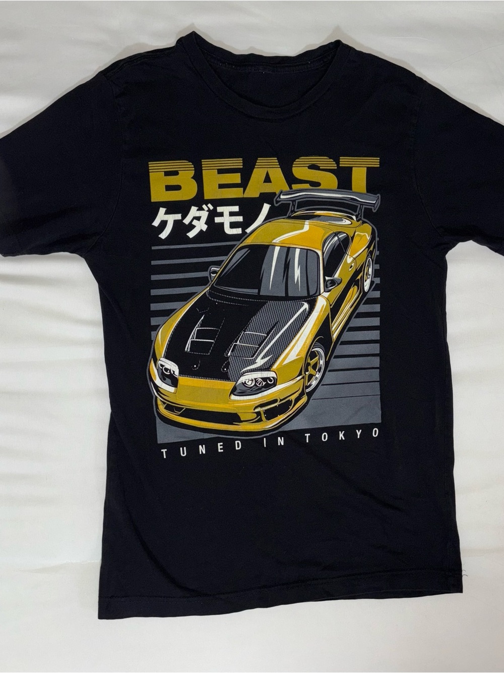 BEAST Graphic Tee - Black with Yellow Car Print